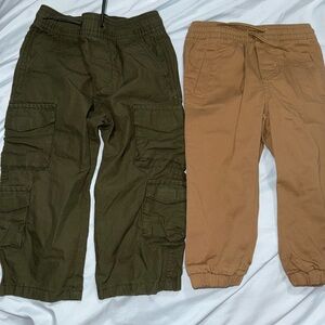 Old Navy Olive Green Cargo Pants & Tan Drawstring Joggers